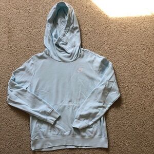 Light blue and white Nike Hooded Sweatshirt with fleece lining- Nike design